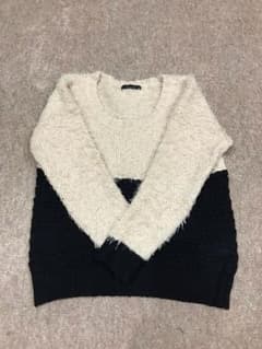 シャギーニット PAGE BOY 黒白バイカラー 値下げのサムネイル