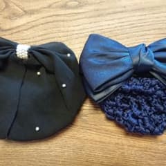 ★☆ おだんごヘア リボン バレッタ ネット☆★  ２つセットのサムネイル