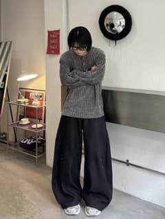 y2k opium henley neck velours topのサムネイル