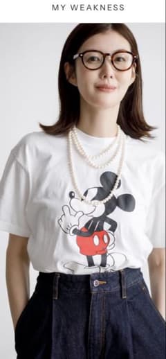 ともさかりえさん♡MY WEAKNESS♡ミッキーマウス Tシャツ ホワイト L ともさかりえさん♡MY WEAKNESS♡ミッキーマウス Tシャツ ホワイト L