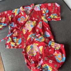miki HOUSE 魚柄甚平 赤色 女の子　90cmのサムネイル
