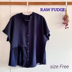 RAW FUDGE ローファッジ 異素材切替プリーツブラウス スキッパー 