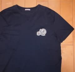 正規品認証済 モンクレール MONCLER Tシャツ ネイビー ダブルワッペン