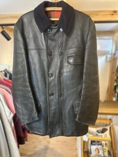50s 60s french コルビジェ ジャケット レザー ウール襟 - メルカリ
