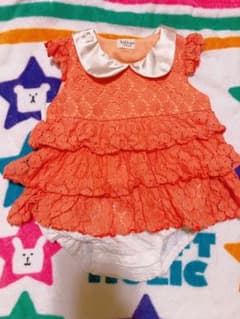 kids zooオレンジレースワンピース ロンパース 70のサムネイル