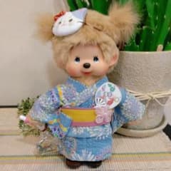 モンチッチ用 浴衣 花火柄 お面 金魚すくい 下駄 うちわ セット⑫