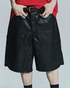 バギーショーツ レザー ダブルニー WORKS 【在庫処理】JOINT ワイド バギーダブルニーデニムショーツ STORE/ワイドシルエット FREAK'S パンツ