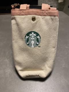 スターバックス ボトルケース ミニトート ベージュ ピンク ロゴ入りのサムネイル