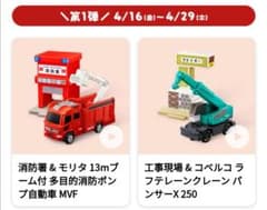 ハッピーセット　トミカ　消防車&クレーン車のサムネイル