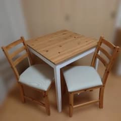 直接引取 IKEA LERHAMN ダイニングテーブル&チェア2脚セット - メルカリ