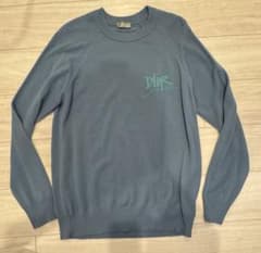Dior ブルー ニットセーター スウェット ロゴ刺繍 stussy - メルカリ