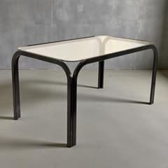 HR906 レトロなガラステーブル スチール 黒 長方形 80's 90s - メルカリ