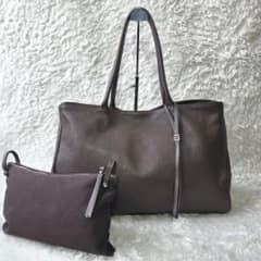 GIANNI CHIARINI トート シボ革 ポーチ付き A4可 ブラウン - メルカリ