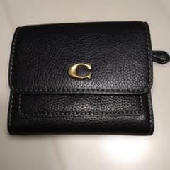 COACH 二つ折り財布 ブラック レザー - メルカリ