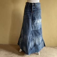 ハンドメイド パッチワーク デニムリメイク ロングスカート - メルカリ