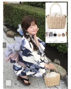 GRL 花柄レース巾着付きかごバッグのサムネイル