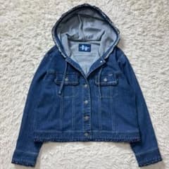 未使用級　ピンクハウス　フード付デニムジャケット　フリル　ロゴワッペン　2021 未使用級 ピンクハウス フード付デニムジャケット フリル ロゴワッペン