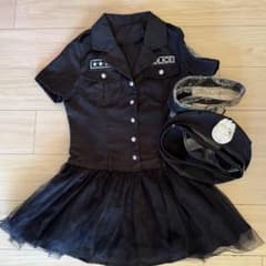 ポリス コスプレ 帽子 ベルト付き ブラックのサムネイル
