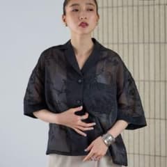 LEPSIM 3D刺繍開襟シャツ ブラックのサムネイル