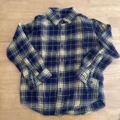 UNIQLO 長袖シャツ 120 ネイビー/イエロー チェックのサムネイル