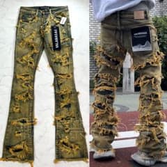 valabasas バラバサス ハードクラッシュフリンジフレアデニム 新品28