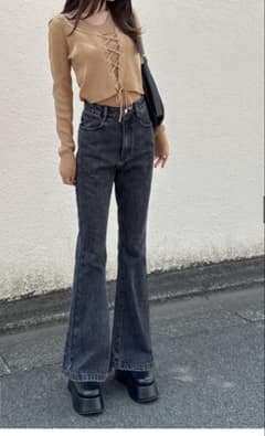 GRL ハイウエストフレアデニムパンツ XSブラック fo2243のサムネイル