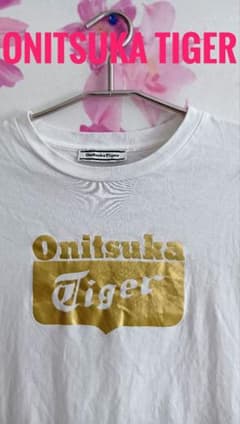 Onitsuka Tiger 골드 로고 프린트 T 셔츠 L