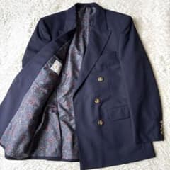 【美品 高級◎】アクアスキュータム 紺ブレ ペイズリー柄 カシミヤ混 英国製 L 美品 高級◎】アクアスキュータム 紺ブレ ペイズリー柄 カシミヤ混