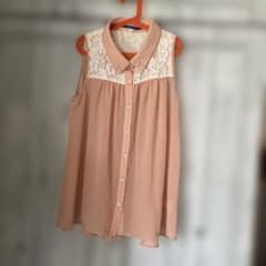 レース切り替え ノースリーブブラウス ピンクのサムネイル
