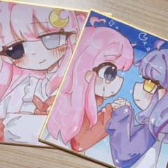 手描きイラスト オリジナル デフォルメ 2枚セット 女の子 原画