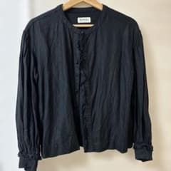 BEAMS BOY フリルブラウス ブラック　リネン 難あり　ビームスボーイのサムネイル