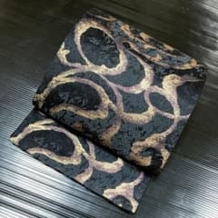 正絹六通袋帯【丸紋水面黒ゴールド】|mercariメルカリ官方指定廠商