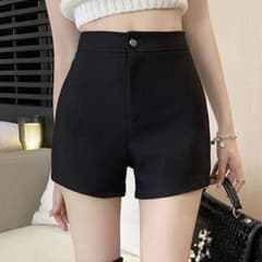 ハイウエスト スキニーフィット ショートパンツ 黒のサムネイル