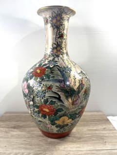 九谷焼 高さ46cm 花瓶　壺　特大　花鳥　雉　きじ　金彩　古美術　きじ 花　鳥 九谷焼 高さ46cm 花瓶 壺 特大 花鳥 雉 きじ 金彩 古美術 きじ 花 鳥