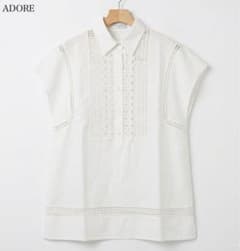 美品】ADORE アドーア シルクリネンブラウス 麻100% 別布 絹100 