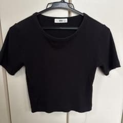 WEGO リブ 半袖 Tシャツ ブラック Sのサムネイル