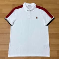 〔極美品〕モンクレール　肩ライン　ホワイトポロシャツ　L 国内正規品 5S414 極美品〕モンクレール 肩ライン ホワイトポロシャツ L 国内正規品