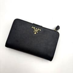 プラダ PRADA 二つ折り財布 サフィアーノ レザー ブラック L字