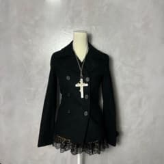 ピーコート ブラック ウール 厚手 平成ギャルy2k グランジ ナポレオン