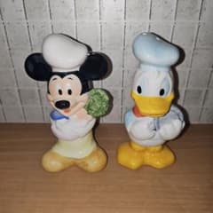 90S ヴィンテージ ミッキー＆ドナルド ソルト＆ペッパー 置き物 陶器製