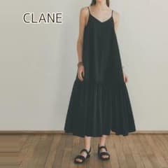 クラネ CLANE キャミソールワンピース ロング丈 フレア ティアード 黒