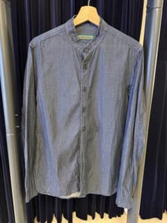 美品 CASEY CASEY バンドカラーシャツ S デニムブルー フランス製のサムネイル