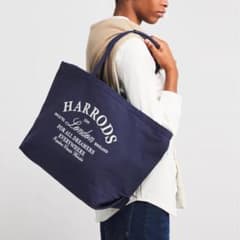 新品 ハロッズ L 大容量 刺繍ロゴ コットンキャンバス トートバッグ 