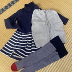 Petit Bateau ドレス・カーディガン・タイツセット 94cmのサムネイル