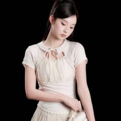 ANDWANG Couture Frill Ribbon Tops アイボリー - メルカリ