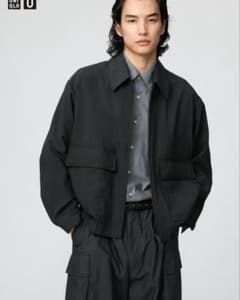 新品】UNIQLO U ショートブルゾン ブラック XL - メルカリ