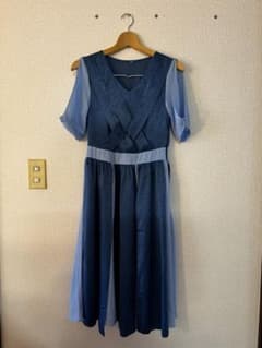 上品 バイカラーワンピース ブルー Mサイズ 半袖 フォーマル お呼ばれ 結婚式のサムネイル