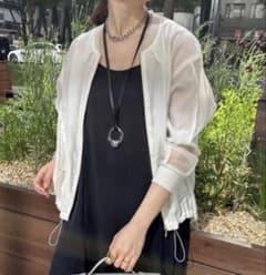 美品 DOUDOU メッシュ切替シアーブルゾン ホワイト - メルカリ