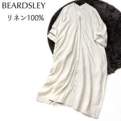 【美品】ビアズリー リネン 100% 洗える 比翼 シャツ ワンピース 羽織り 美品】ビアズリー リネン 100% 洗える 比翼 シャツ ワンピース 羽織り