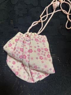 子供浴衣用　桜花柄 ピンク 巾着型和装用バッグのサムネイル